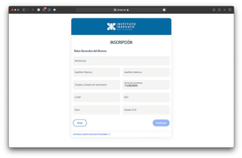 Sistema de inscripción digital con flujo automatizado